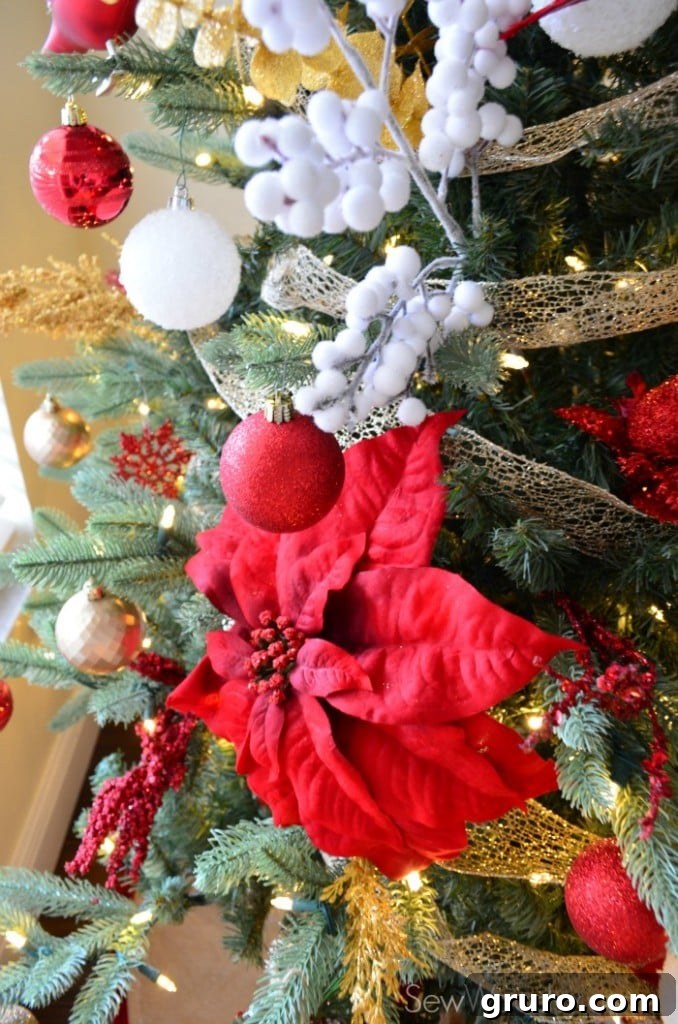 The Toddler-Proof Christmas Tree 6 Vibrant Large Red Poinsettias Adorning a Christmas Tree