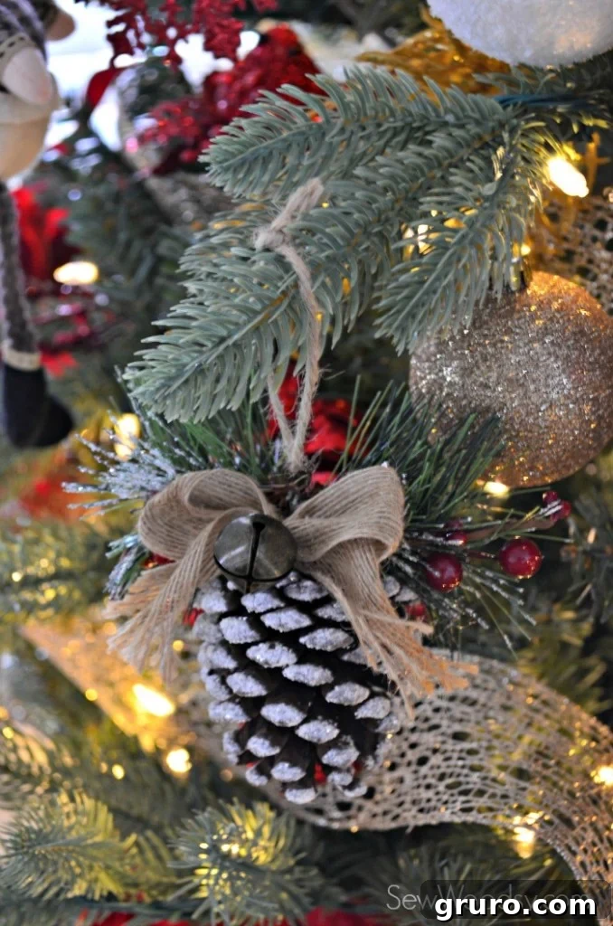 The Toddler-Proof Christmas Tree 9 Rustic Snowy Pinecone Ornament with Glitter