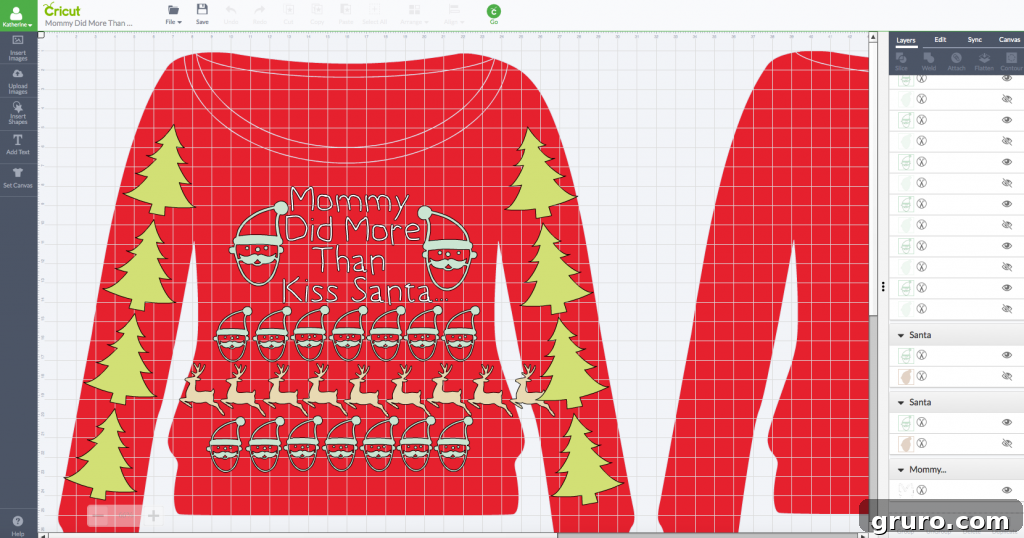 Maternity Pretty Ugly Christmas Sweater in Cricut Design Space