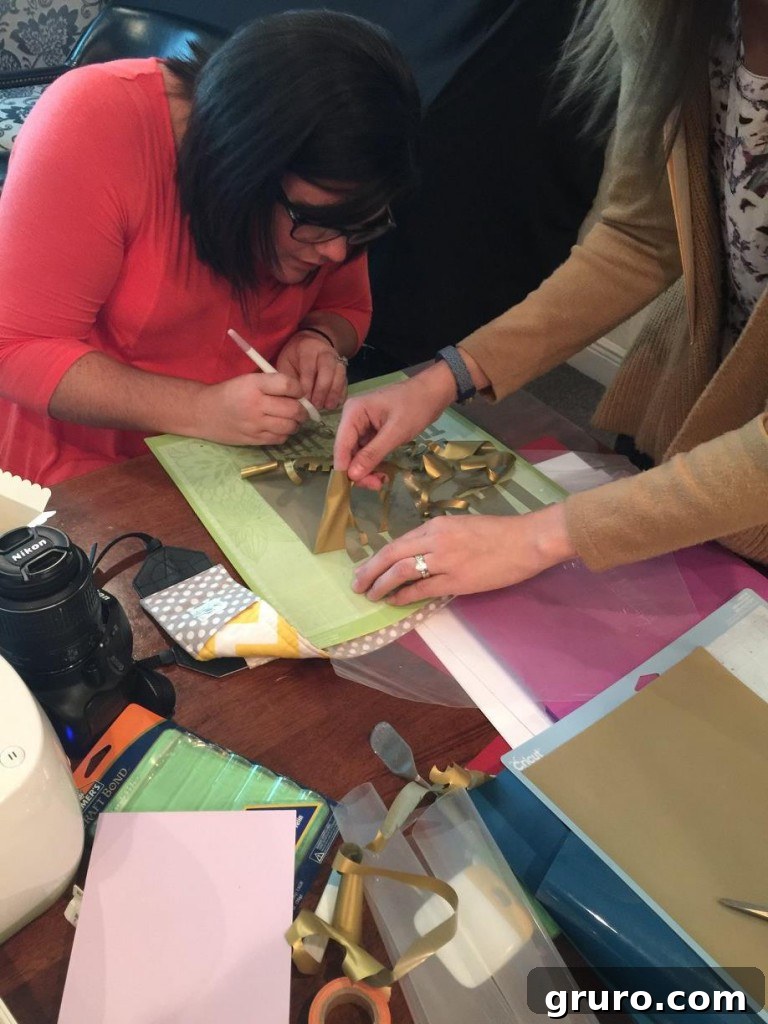 Weeding Iron-On Vinyl at Cricut Craft Night