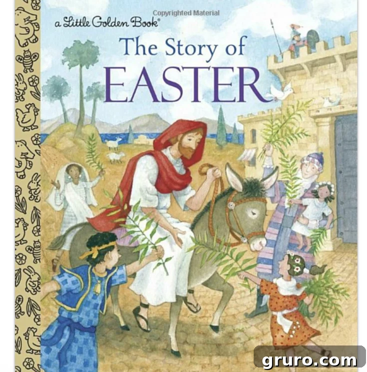 The Story of Easter book, featuring colorful illustrations depicting the biblical Easter narrative.