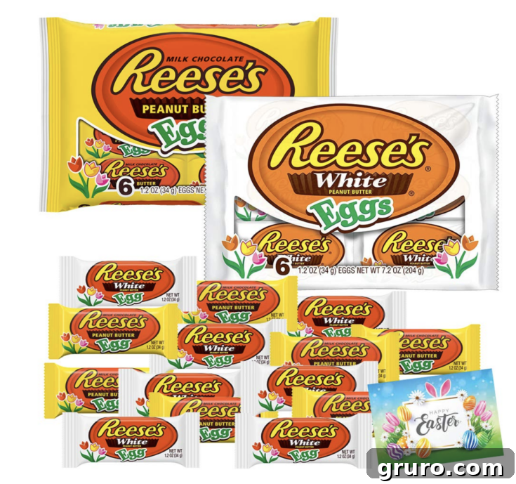 Reese's Peanut Butter Easter Eggs, a classic chocolate and peanut butter candy.
