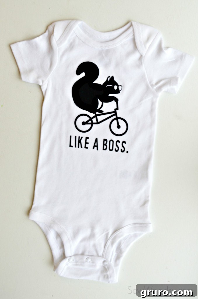 DIY Like A Boss Trendy Baby Flocked Onesie Finished