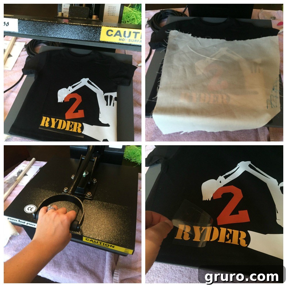 Applying the second layer of the 2nd Birthday Construction T-Shirt design