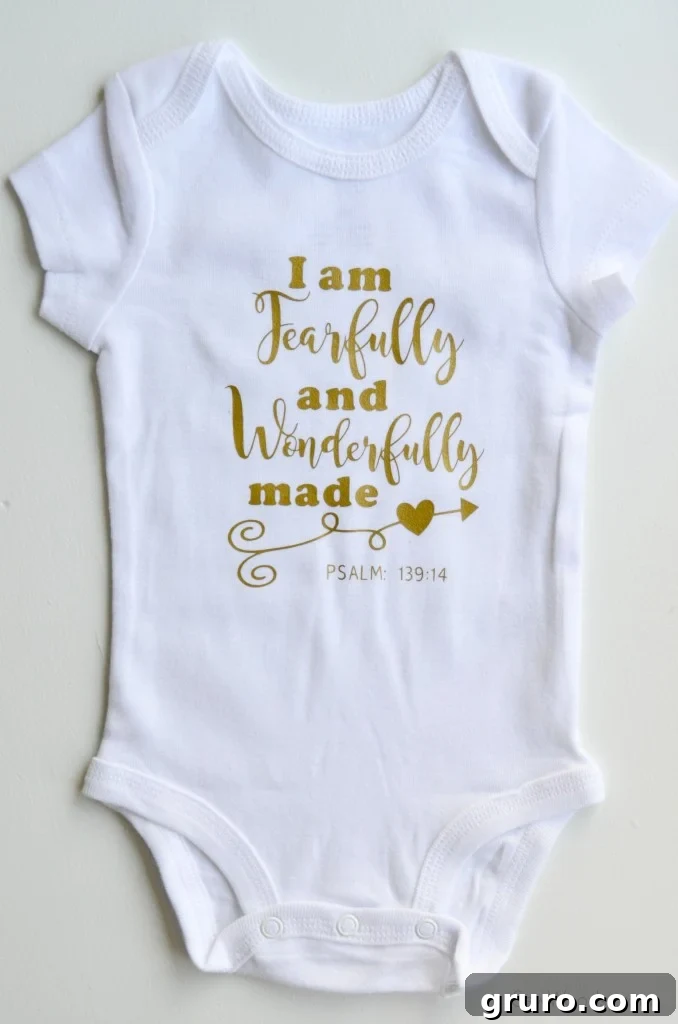 Fearfully and Wonderfully Made DIY Baby Onesie - Completed Project Display