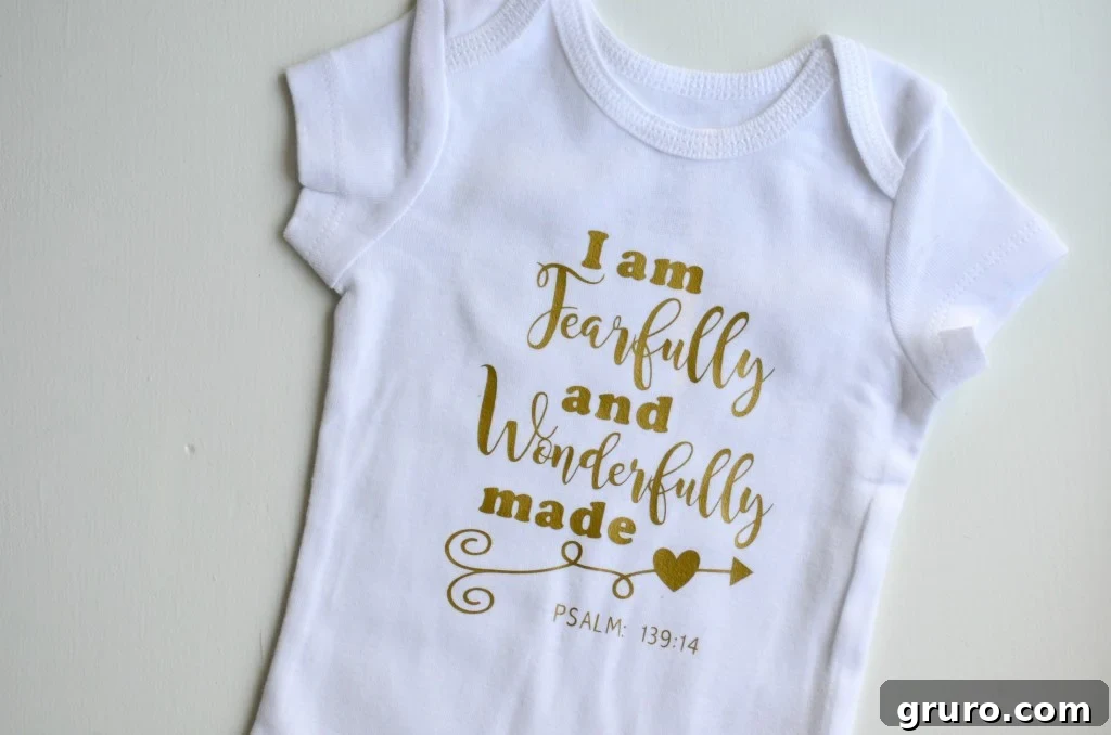 Fearfully and Wonderfully Made DIY Baby Onesie - Close-up Detail
