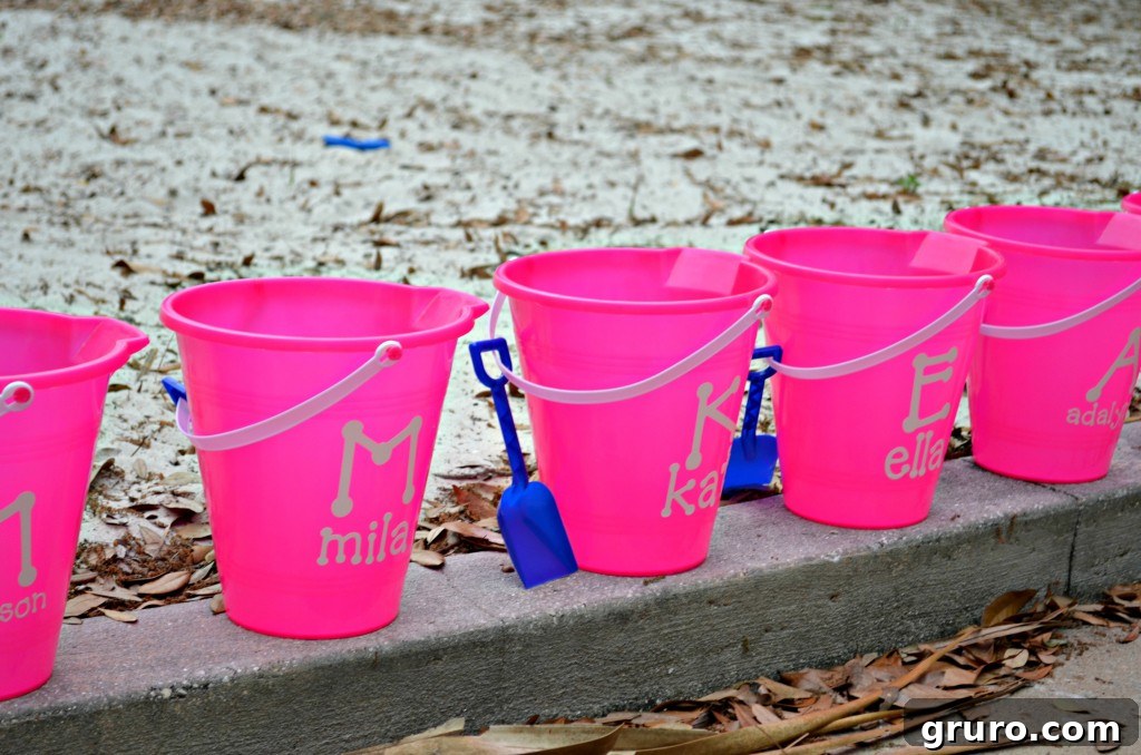 Craft Your Own Unique Beach Buckets 14 Close up of Pink Personalized Sand Buckets