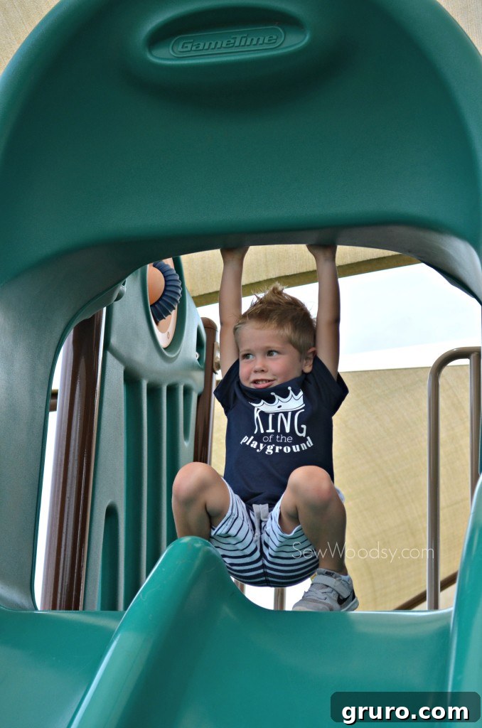 DIY King of the Playground T-shirt - Toddler on a slide