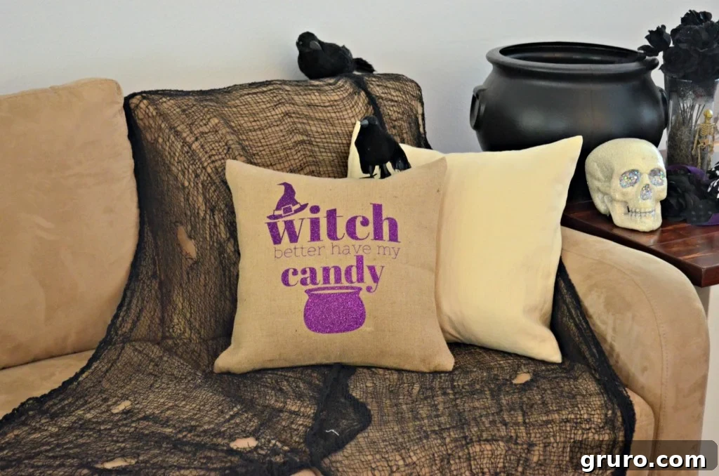 Hand Over The Candy, Witch Pillow 13 Finished 'Witch Better Have My Candy' Halloween Pillow project ready for display