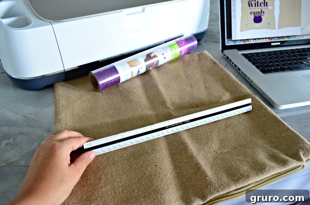 Hand Over The Candy, Witch Pillow 5 Pro Tip: How to accurately measure your design for a Halloween pillow in Cricut Design Space