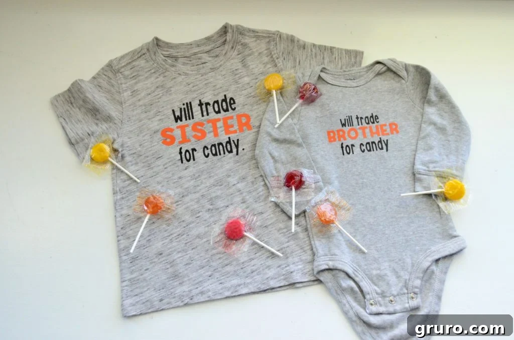 Craft Your Own Sibling-for-Sweets Tee 8 DIY 'Will Trade Sibling for Candy' T-Shirt Project completed