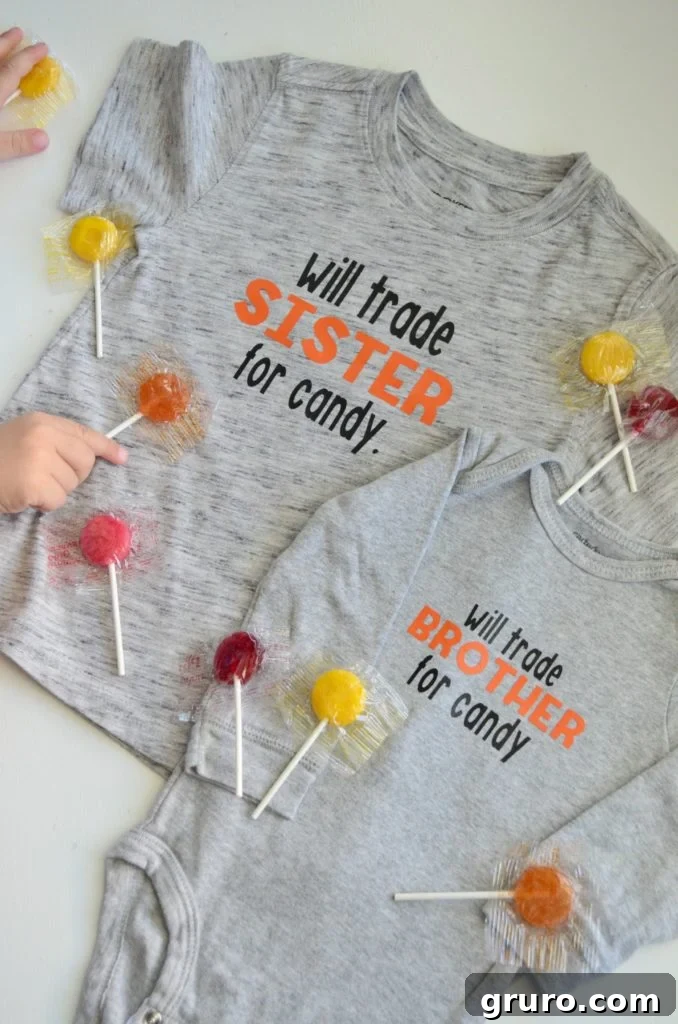 Craft Your Own Sibling-for-Sweets Tee 9 DIY 'Will Trade Sibling for Candy' T-Shirt - using the Cricut process
