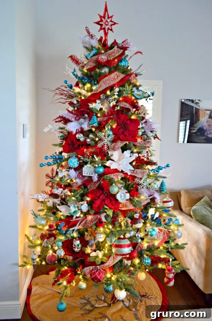 Full View of a Beautifully Decorated Whimsical Christmas Tree