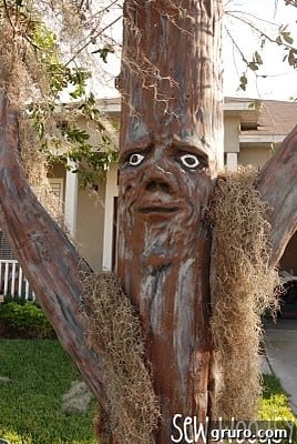 A detailed close-up of the finished spooky tree, showcasing artistic textures.
