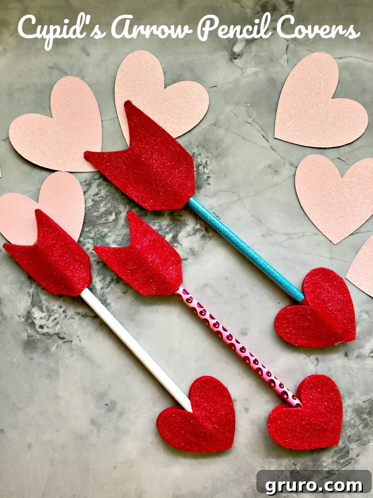 DIY Cupid's Arrow Pencil Covers for a sweet Valentine's Day gift