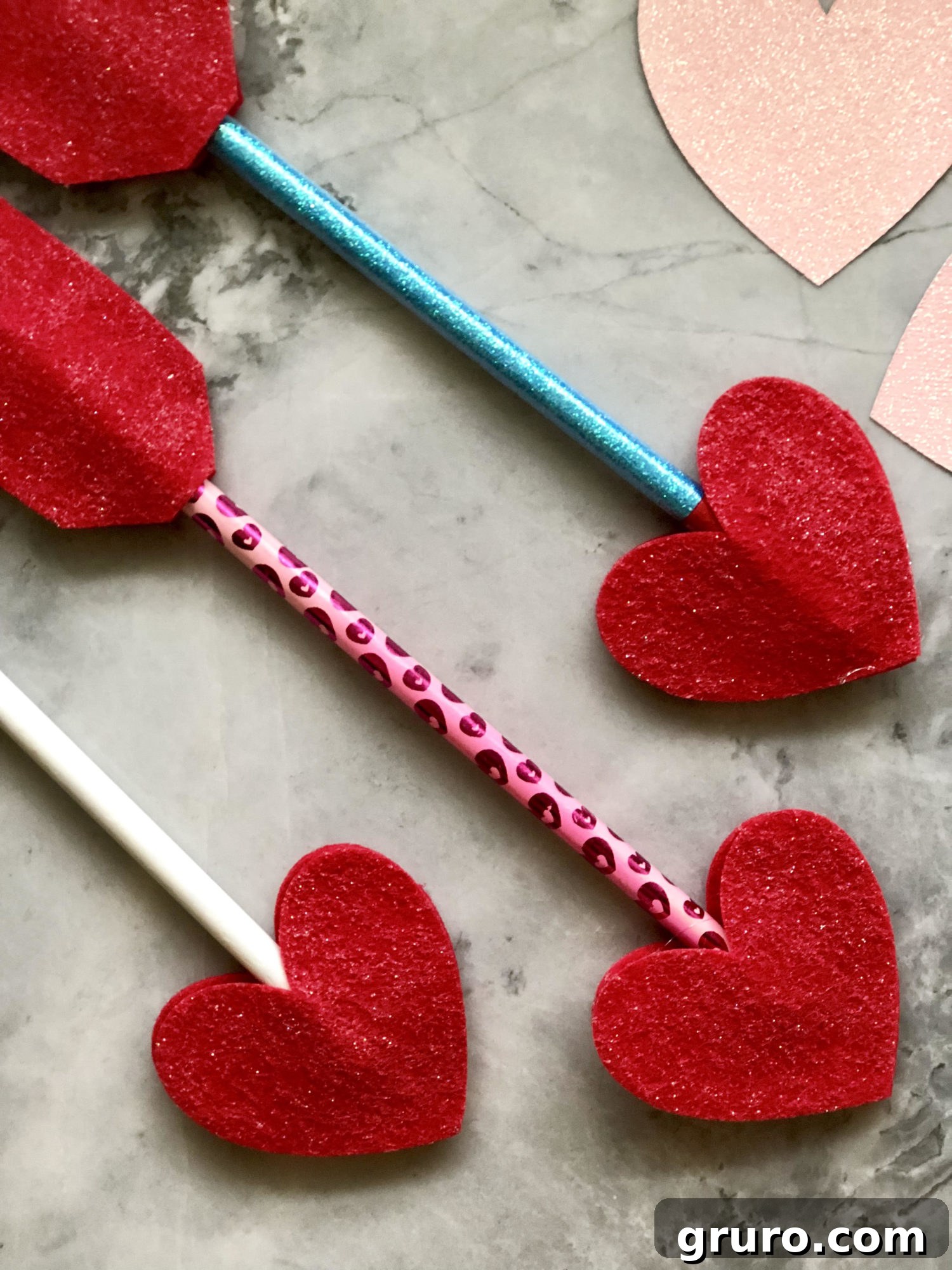 Completed batch of Cupid's Arrow Pencils ready to be gifted