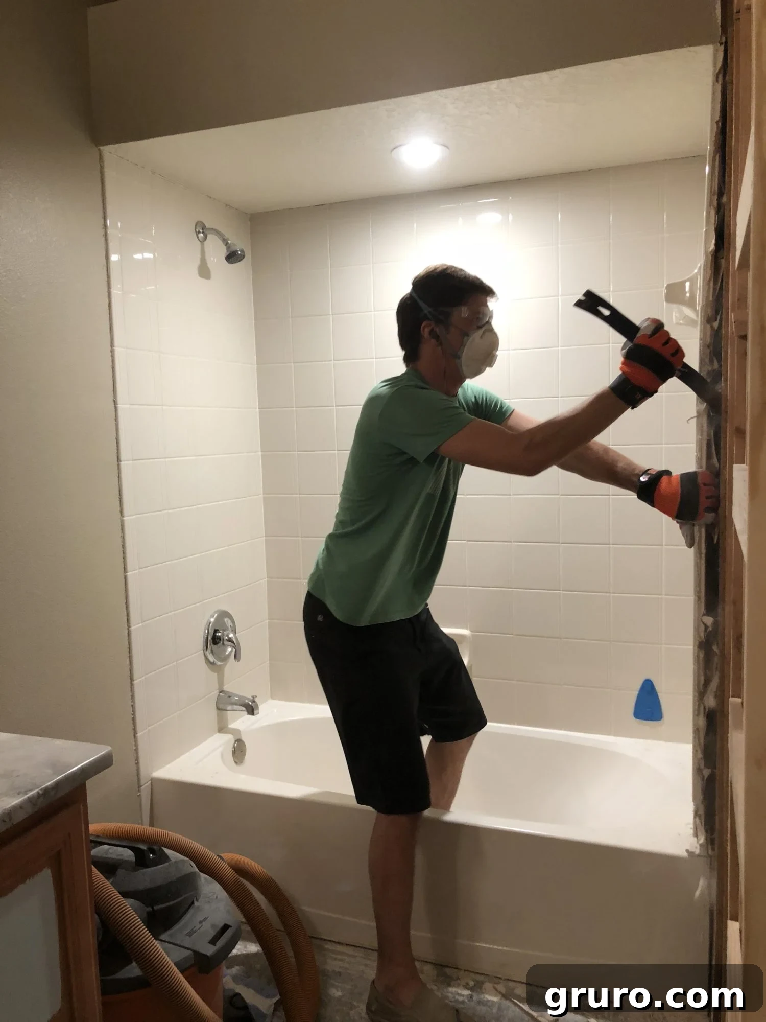 Bathroom floor completely cleared after toilet removal