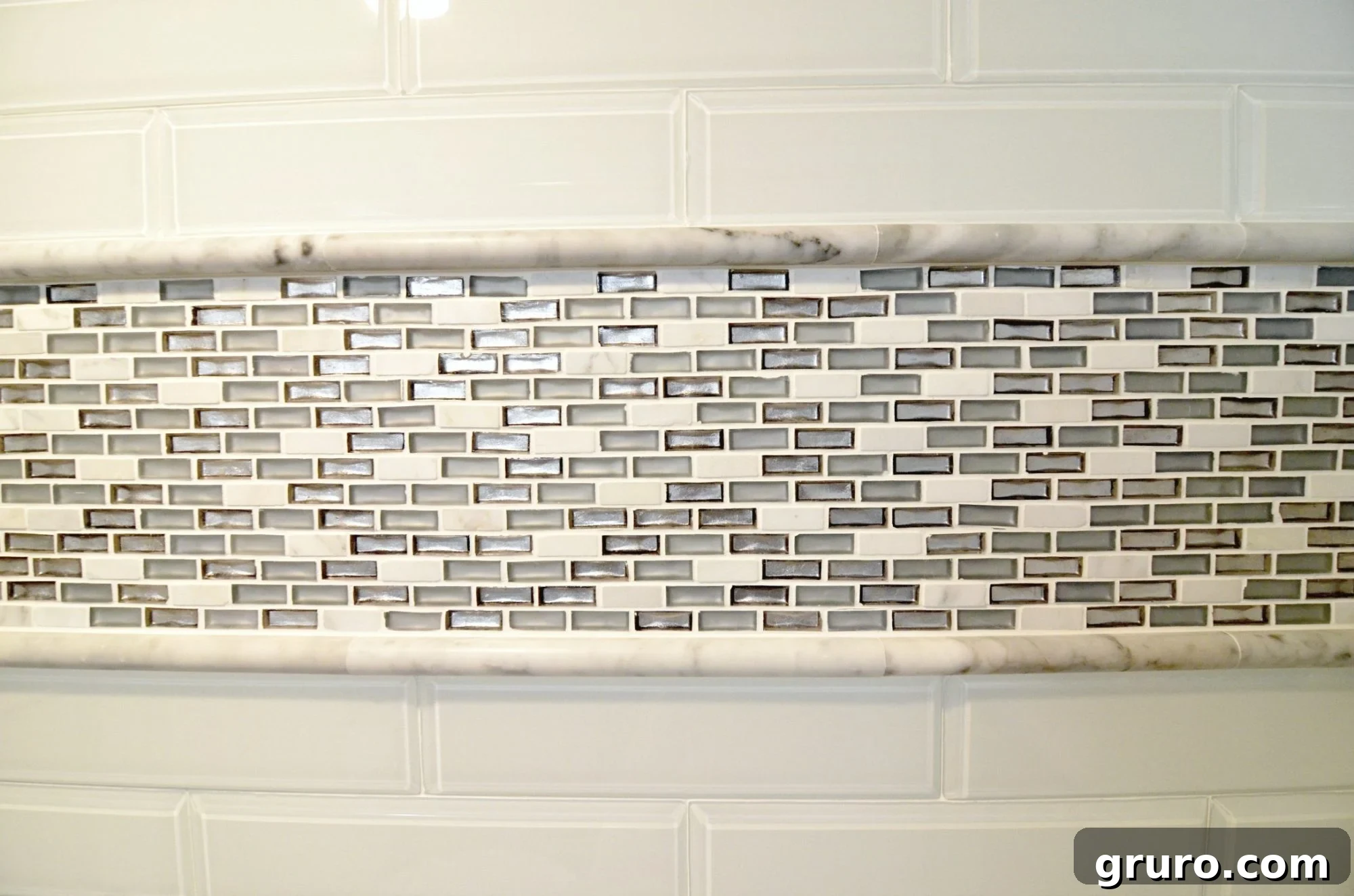 Close-up of Jeffrey Court Alaskan Chill Glass Mosaic Tile