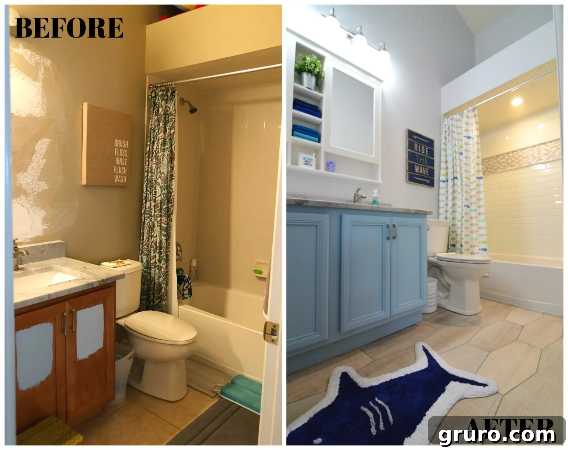 Dramatic Before and After of Kids Guest Bathroom Renovation