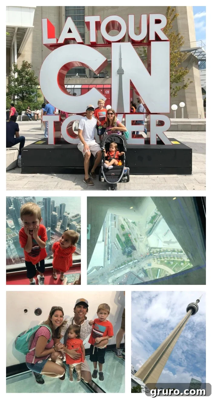 Toronto CN Tower with Young Kids - Family looking at city view