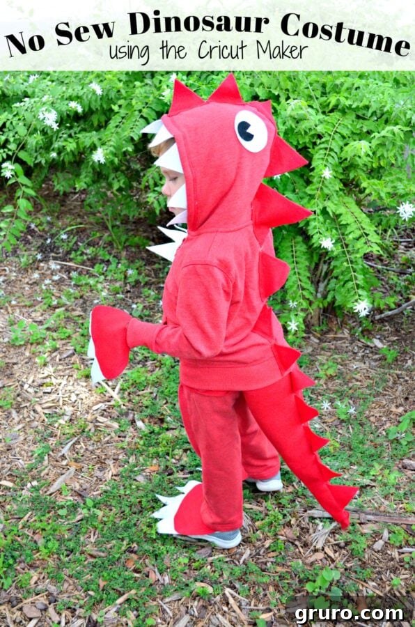 No Sew Dinosaur Costume made with Cricut Maker