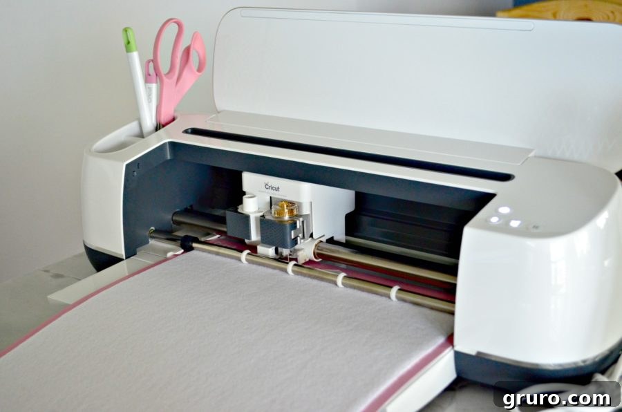 Cricut Maker cutting felt for dinosaur costume