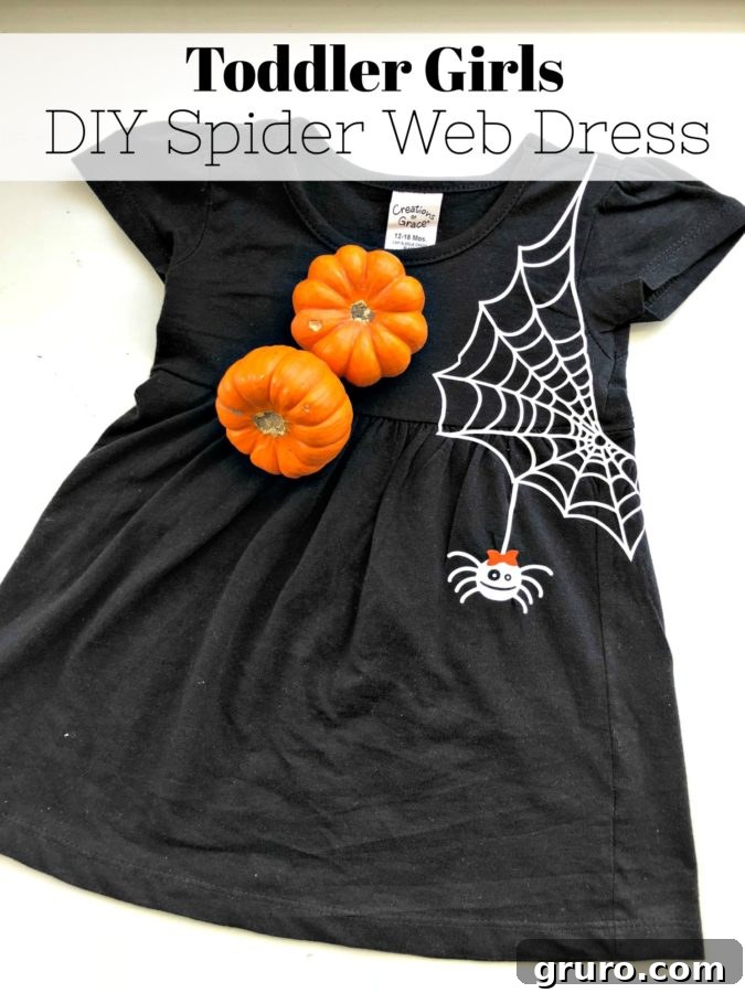 Toddler Girls DIY Spider Web Halloween Dress close up