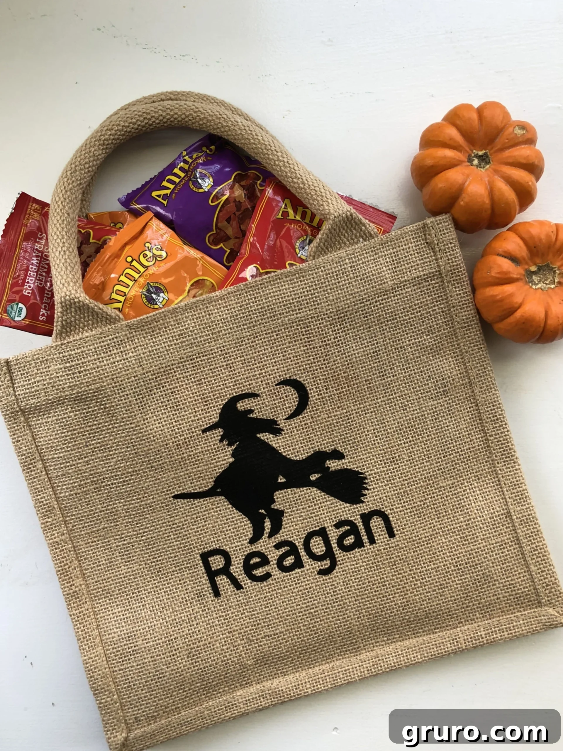 Burlap Trick or Treat Bag with Name