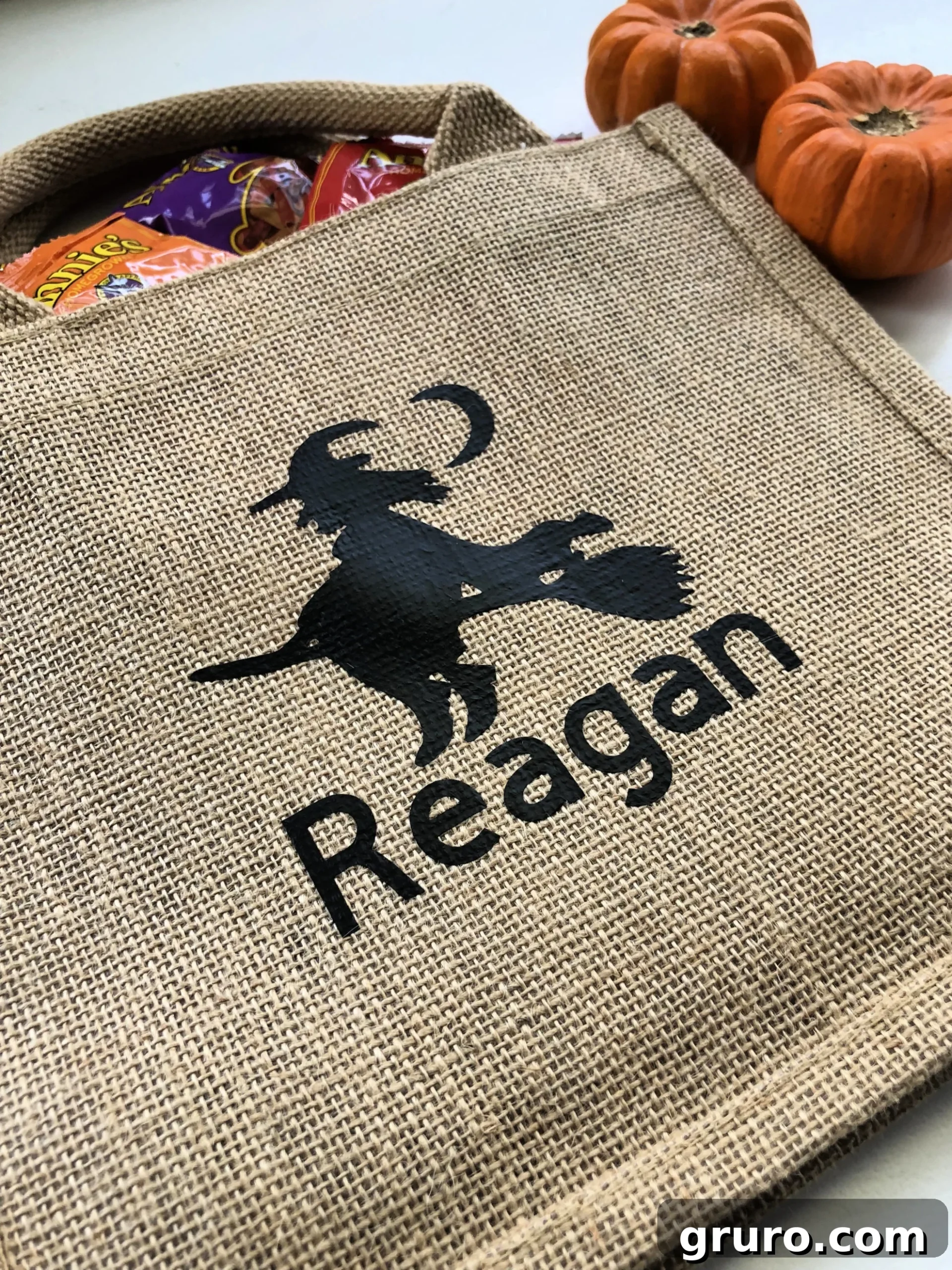 Personalized Burlap Trick or Treat Bag For Halloween