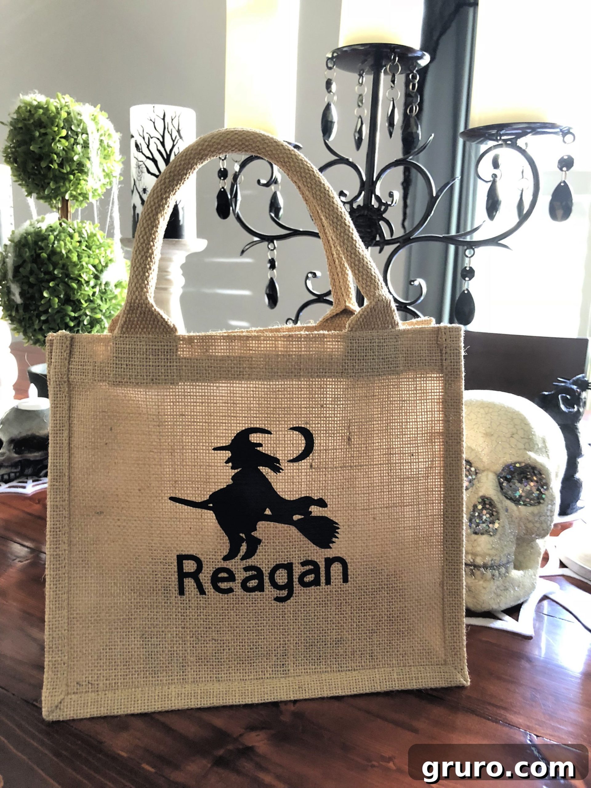 Halloween Personalized Burlap Trick or Treat Bag