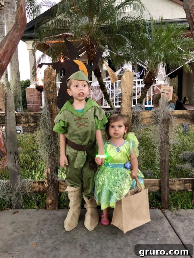 Peter Pan and Tinker Bell Halloween Costumes for kids, embracing Disney magic