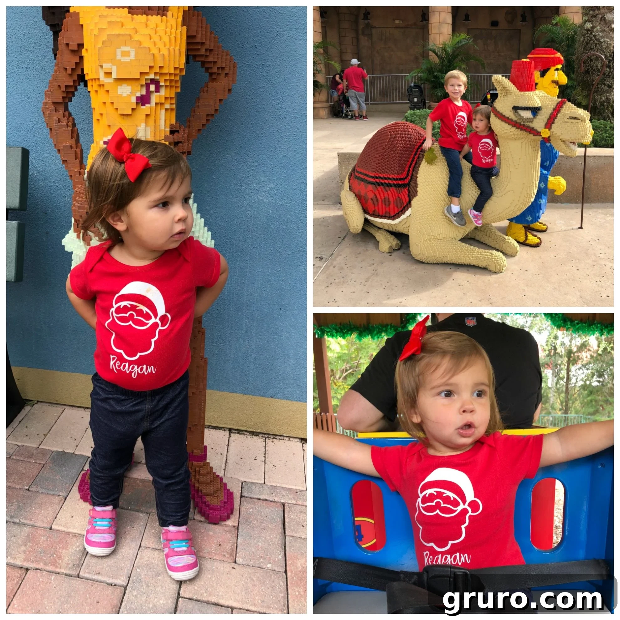 Toddlers modeling DIY Personalized Santa T-Shirts at LEGOLAND