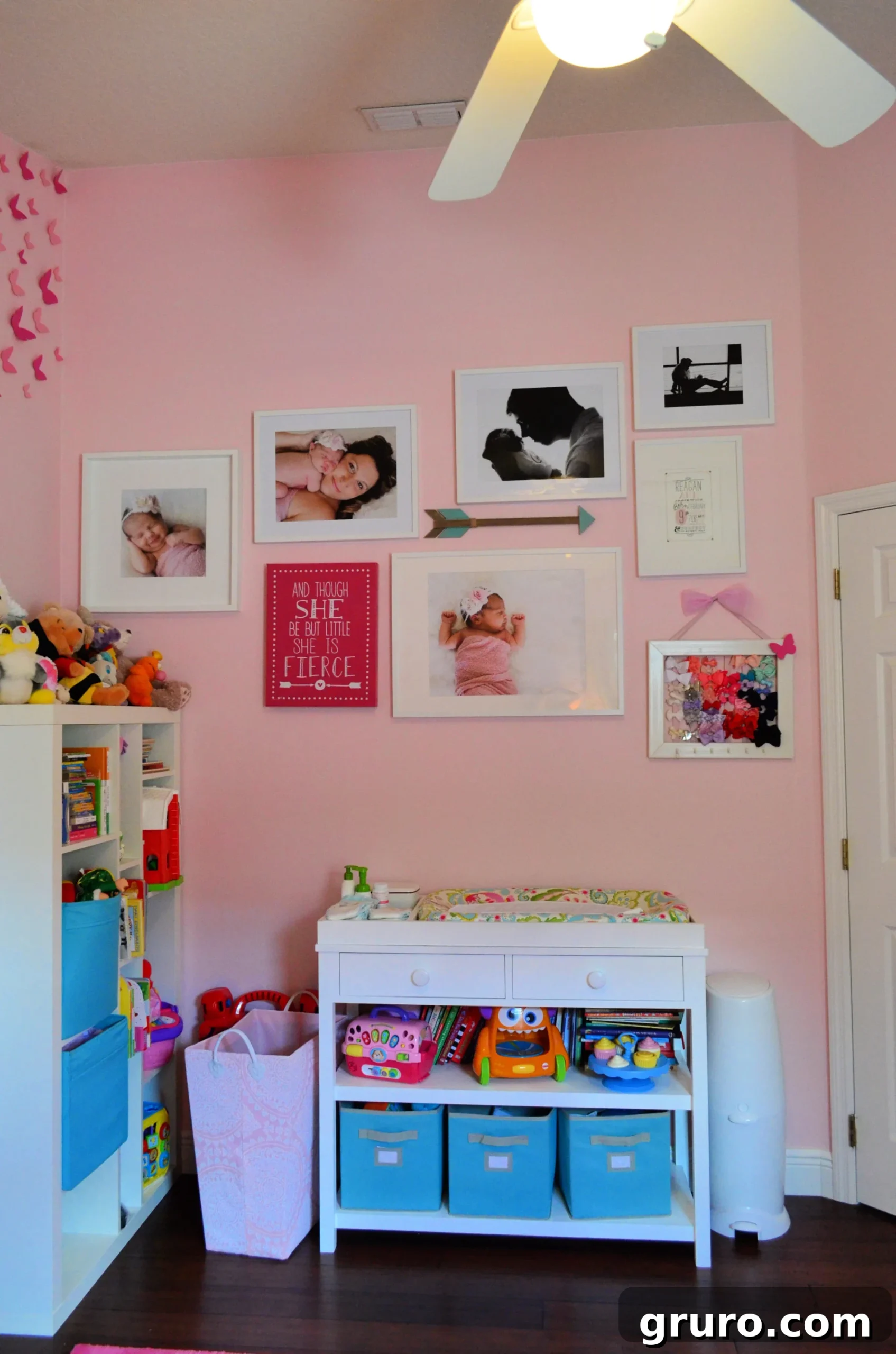 Nursery Changing Table with Gallery Wall and Toy Storage