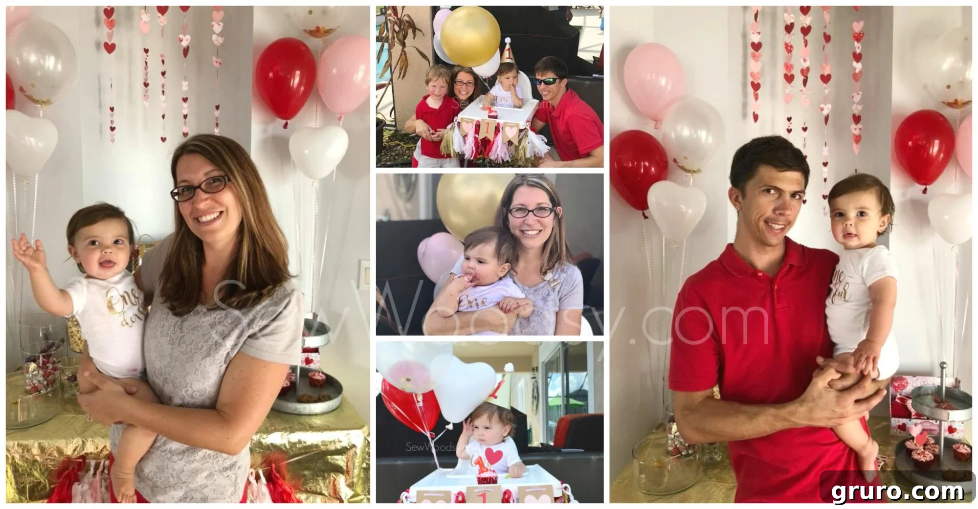 Valentine Themed Balloons for a First Birthday Party