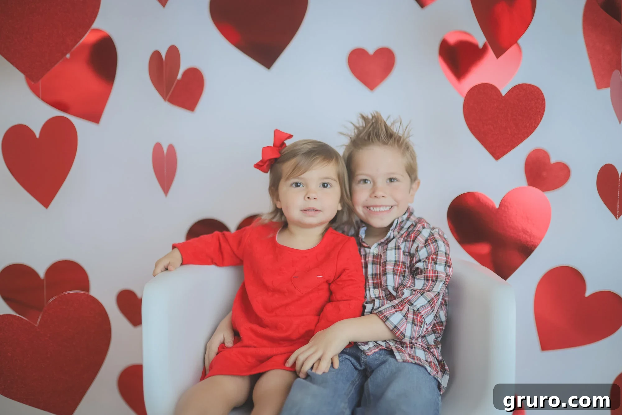 Valentines Sibling Heart Photo
