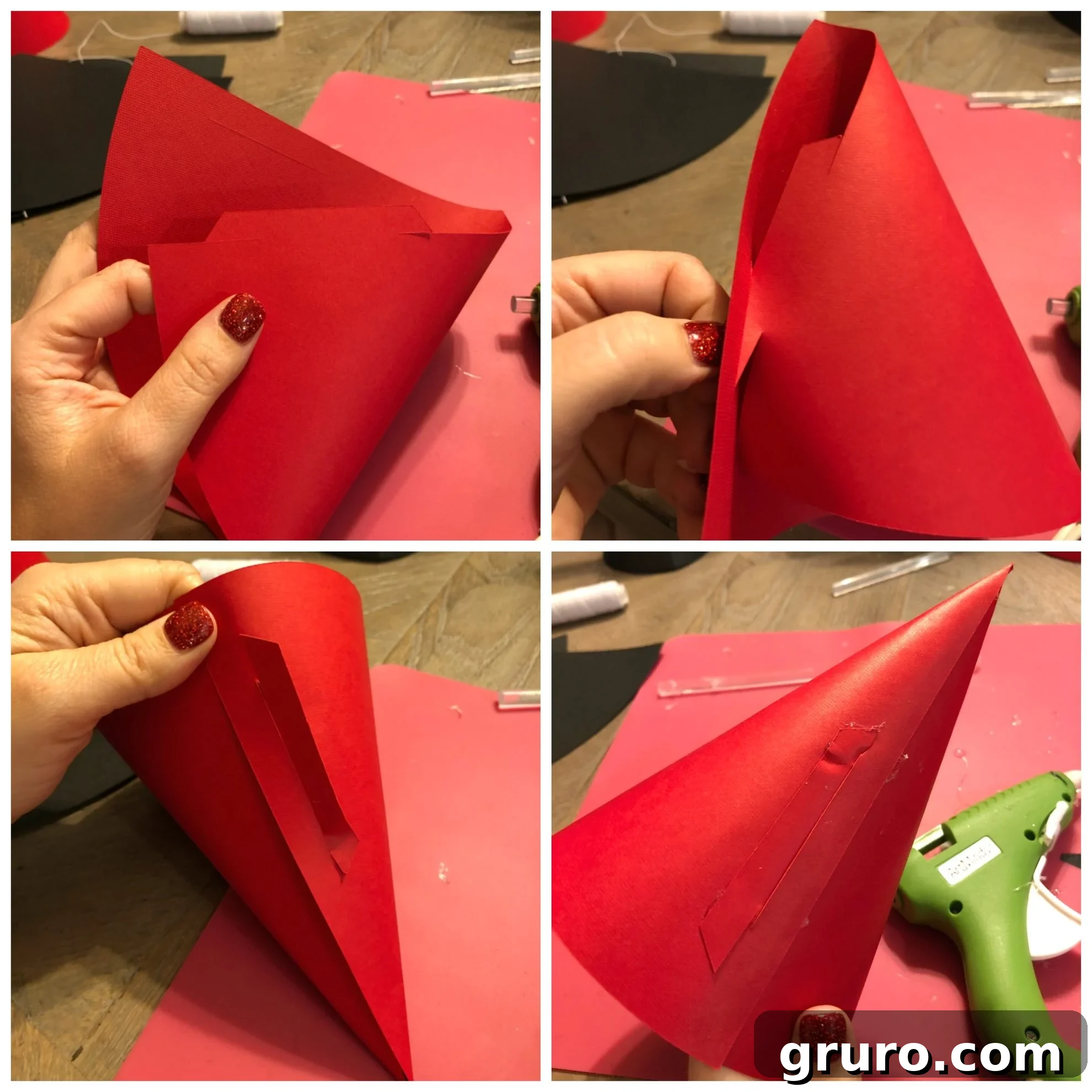 DIY Minnie and Mickey Mouse Party Hats folding steps
