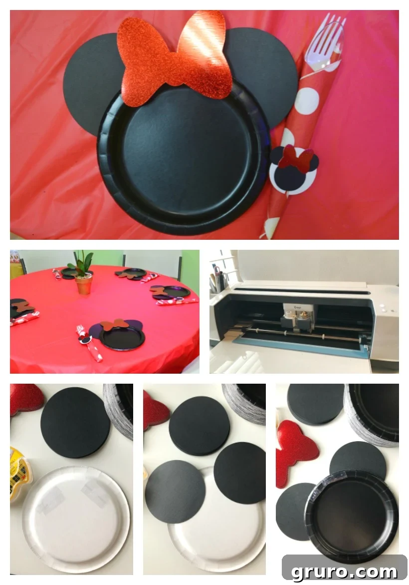 Minnie Mouse DIY Paper Plates - close-up view of the finished craft project.