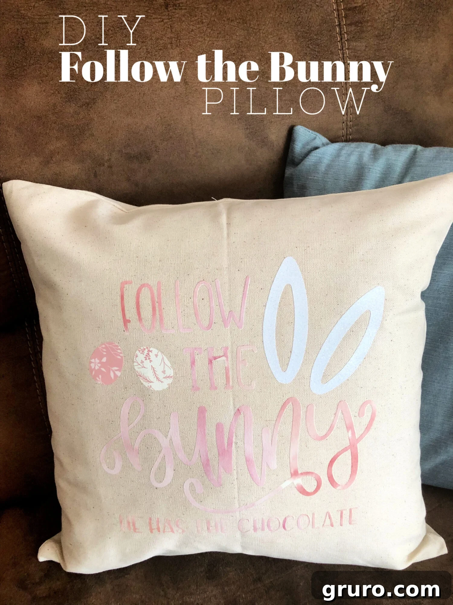 DIY Follow the Bunny Pillow Cover for Easter Decor