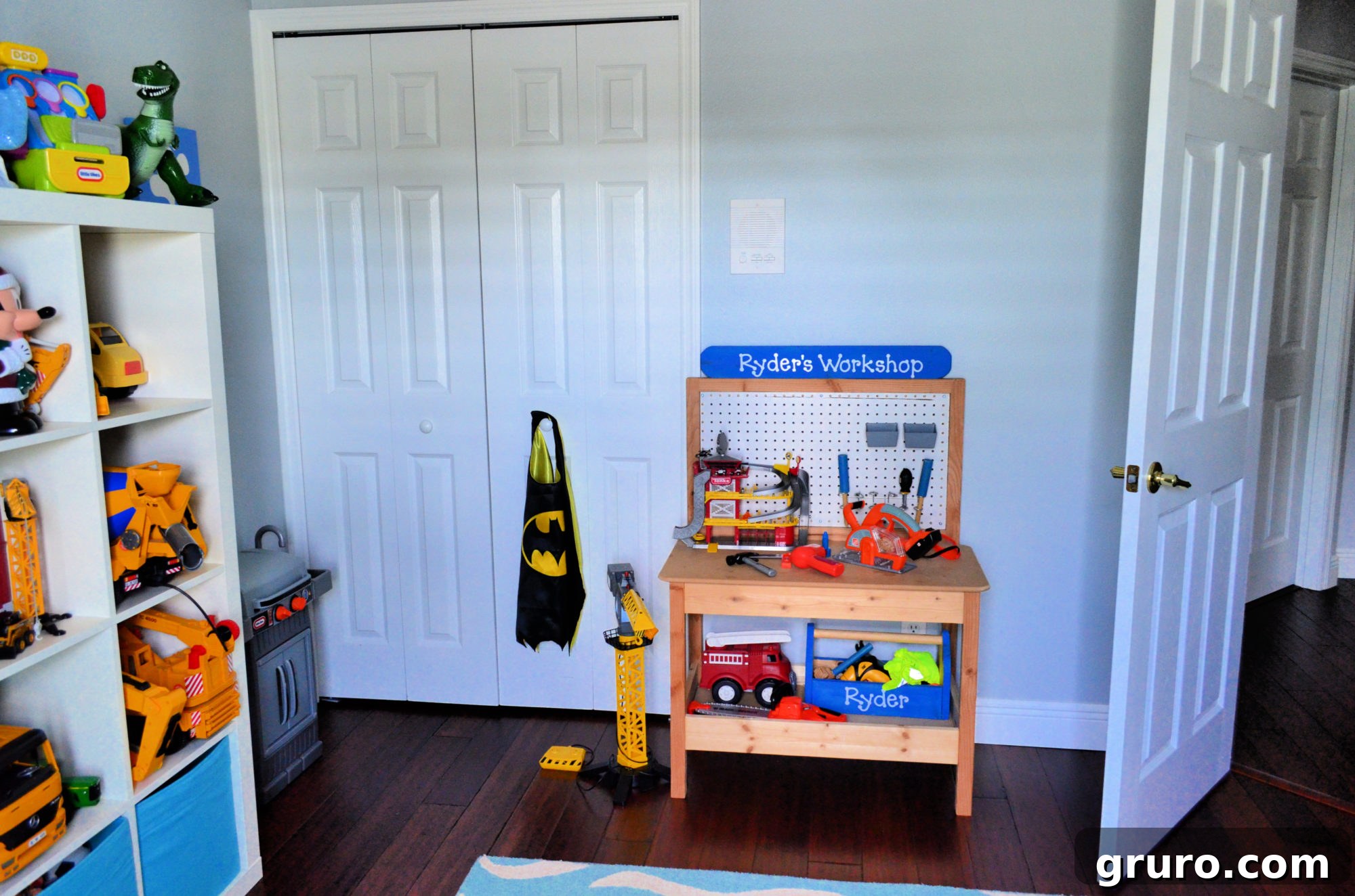 Nautical Toddler Room Toys and storage