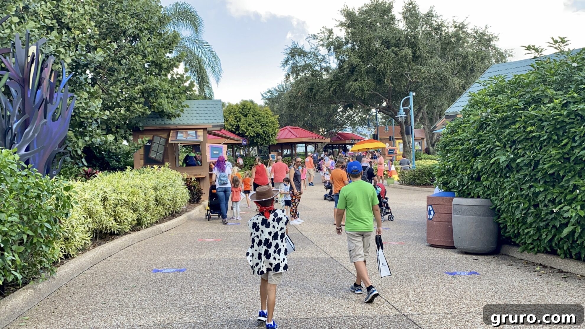 Children walking at a distance at SeaWorld Orlando Spooktacular trick or treating.