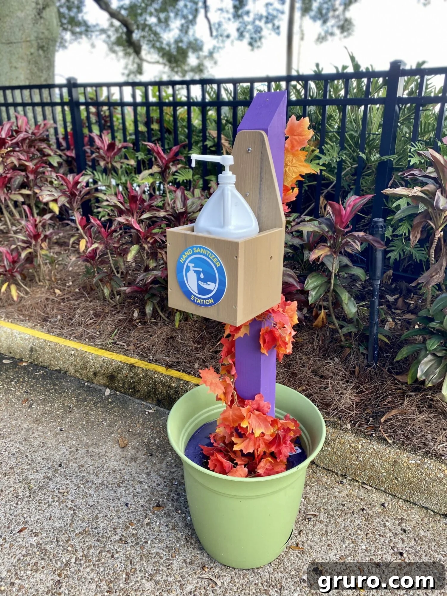 Hand sanitizer station at SeaWorld Orlando.