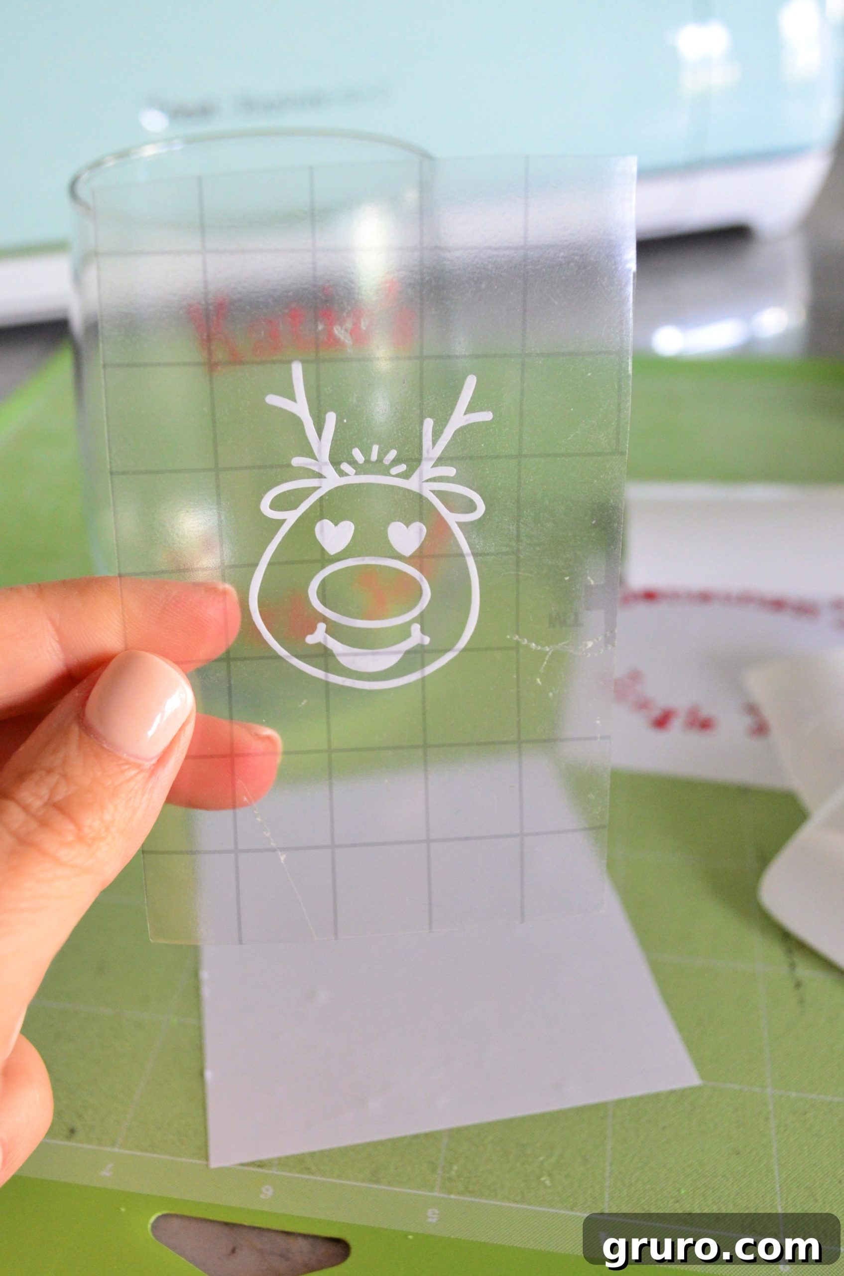 Reindeer Emoji on Vinyl ready for glass application