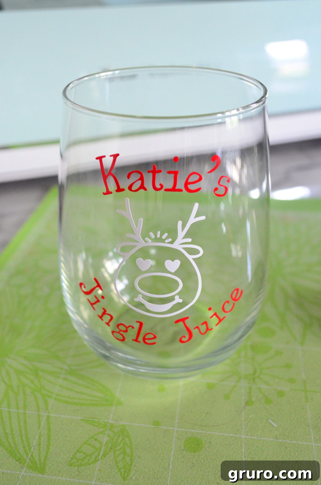 Completed DIY Personalized Jingle Juice Wine Glass