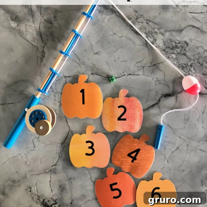 DIY Fishing For Numbered Pumpkins