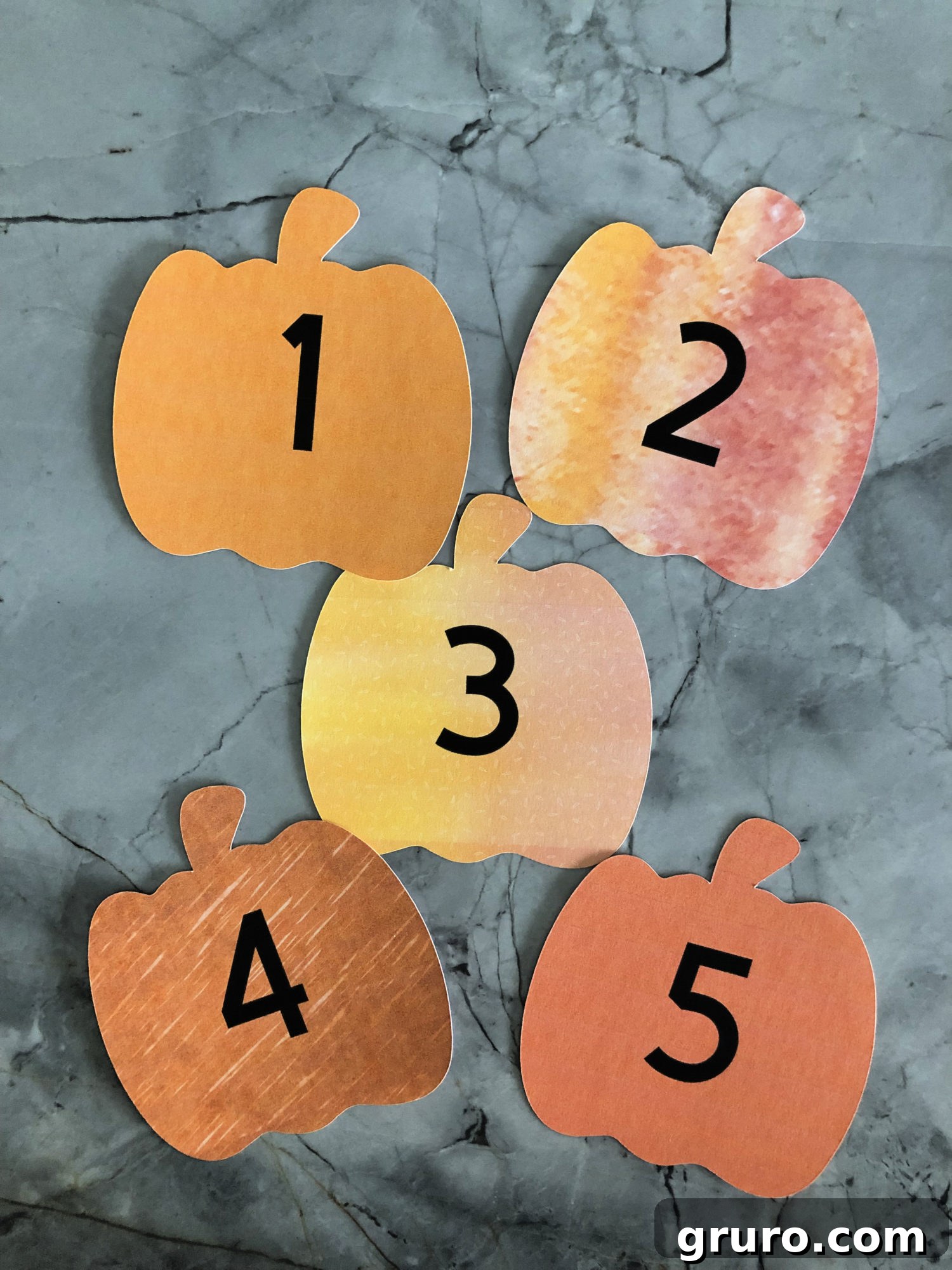 Printed and Cut DIY Fishing for Numbered Pumpkins Game pieces