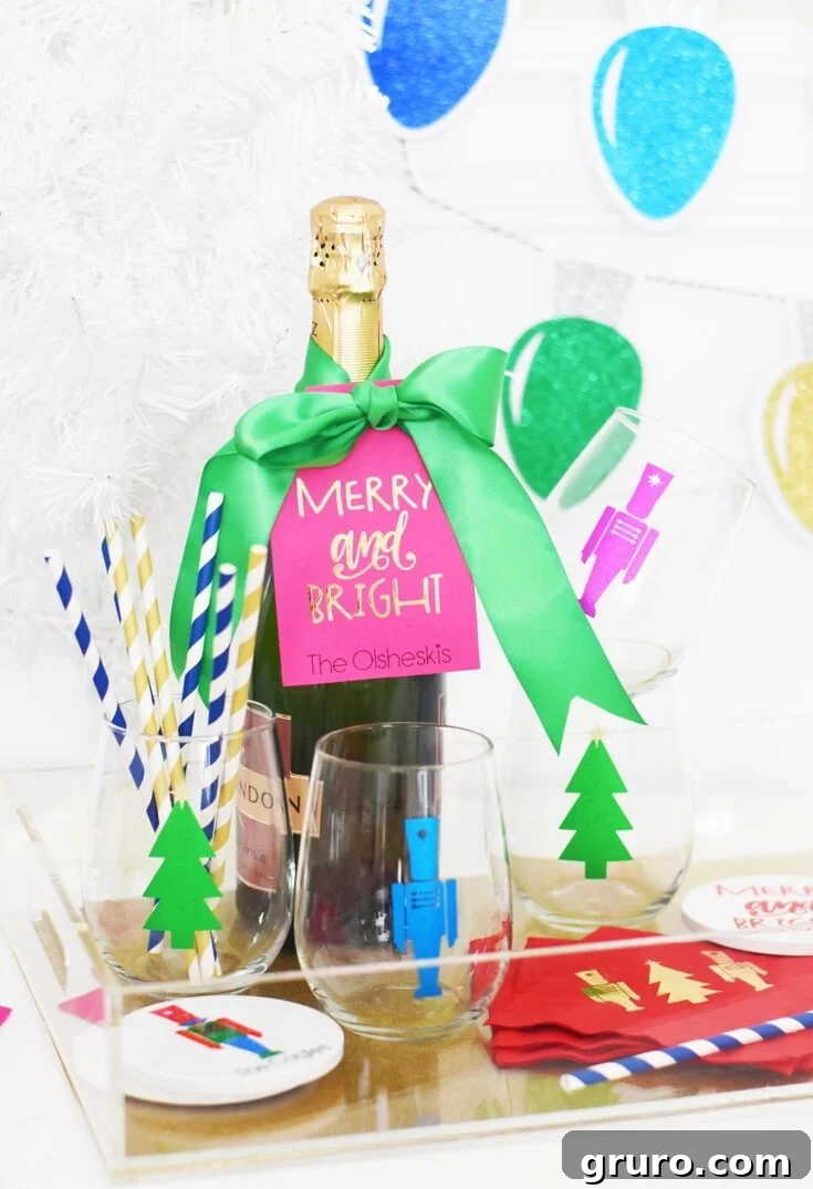 Personalized Christmas hostess gift ideas crafted with Cricut Explore Air 2, featuring festive designs.