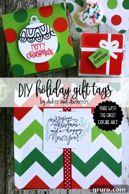 Festive DIY holiday gift tags made quickly and easily with a Cricut Explore Air 2.