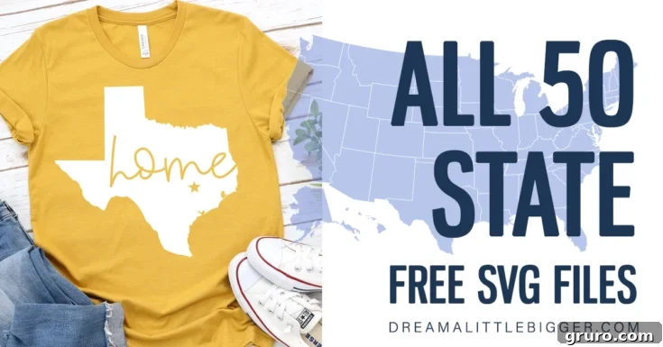 A custom 'Home' state shirt with 'Texas' design, made using free SVG files and a Cricut machine.
