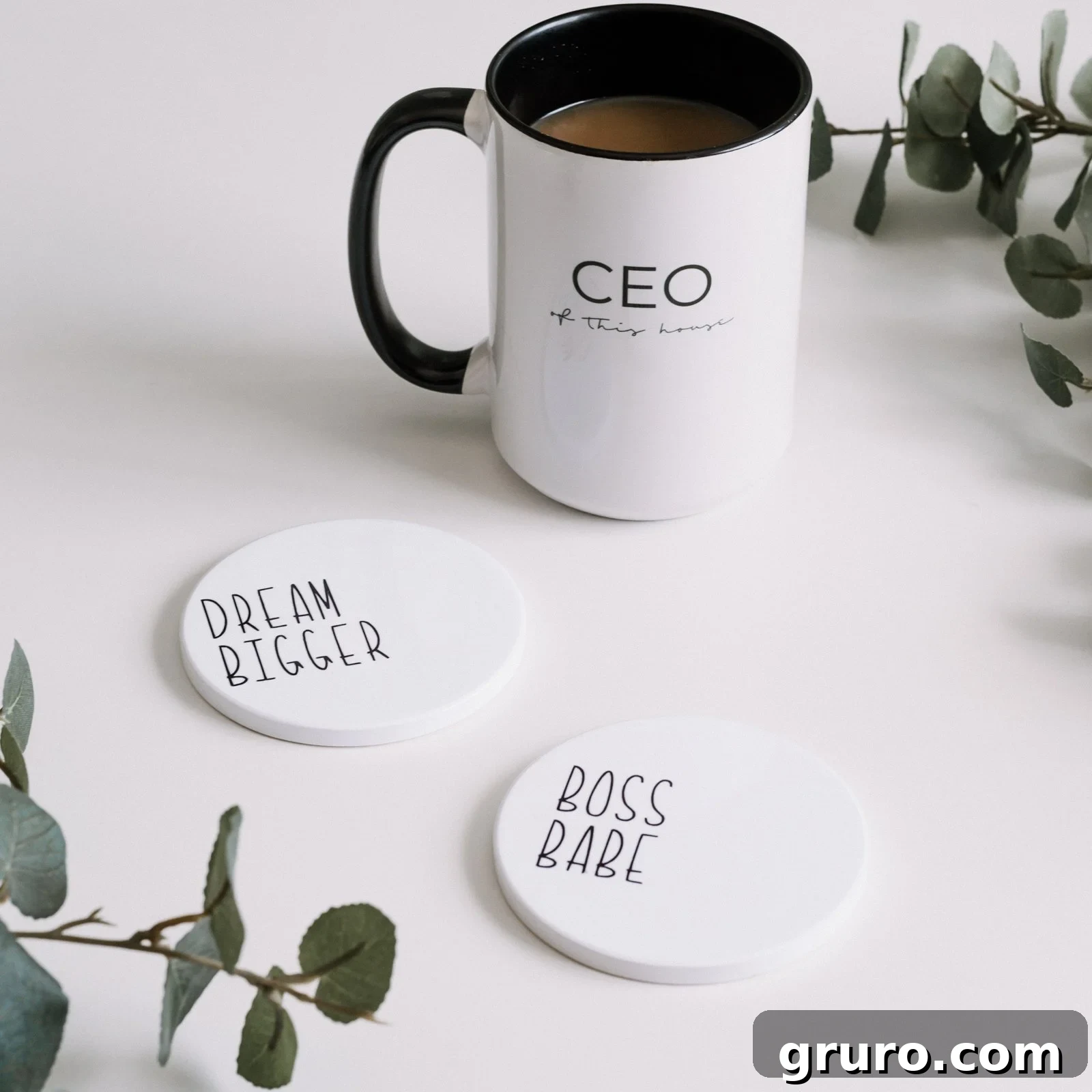 Modern patterned coasters made with Cricut Infusible Ink, perfect for personalized gifts.