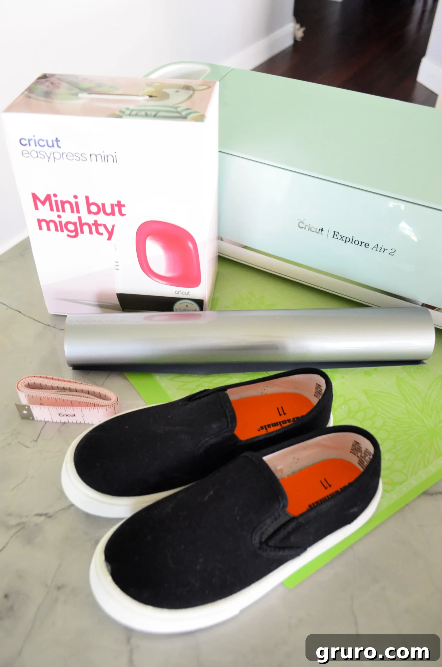 Essential Supplies for crafting custom shoes using the Cricut EasyPress Mini